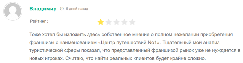 Франшиза Центр путешествий №1 - отзыв 2