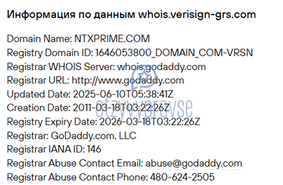 NTXPRIME - возраст домена