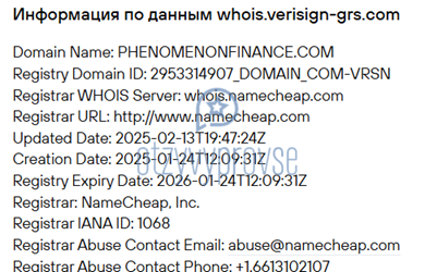 Phenomenon Finance Group - возраст домена