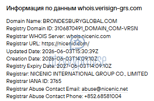 BrondesburyGlobal - возраст домена